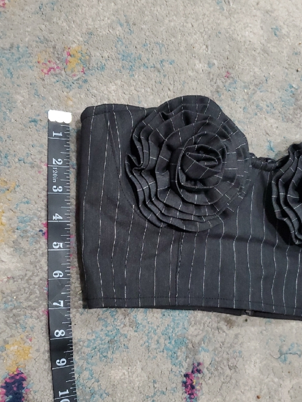 AFRM Kiko Stripe Strapless Crop Corset Top - Black Pinstripe - Picture 12 of 16
